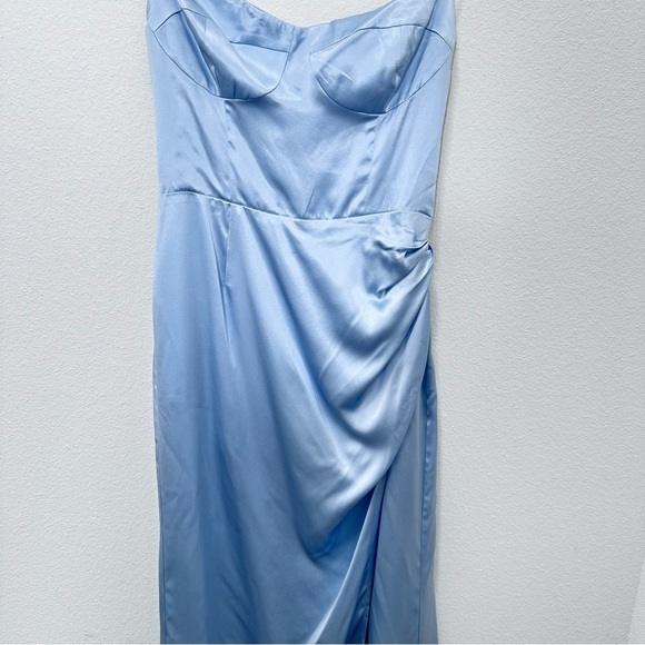 Reformation Marguerite Dress 100% Silk Tie Strap in Light Blue Women's Size 4 - Picture 3 of 13